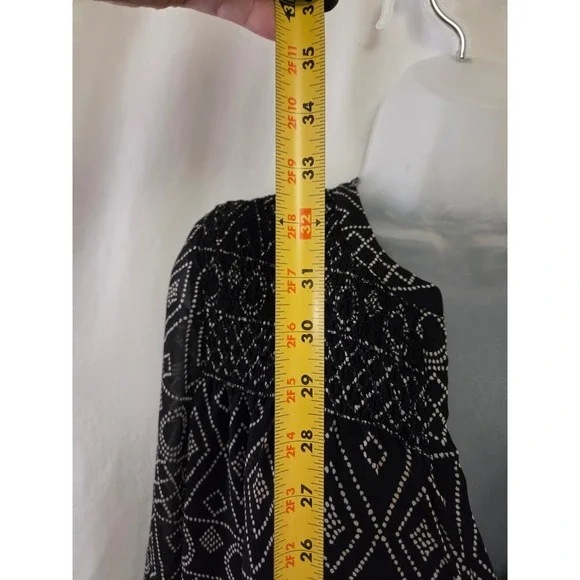 Madewell Black White Geometric Diamond Print Smocked Shift Dress Womens Small - Picture 5 of 5